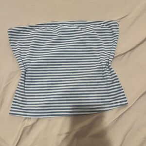 Blue and White Striped Tube Top